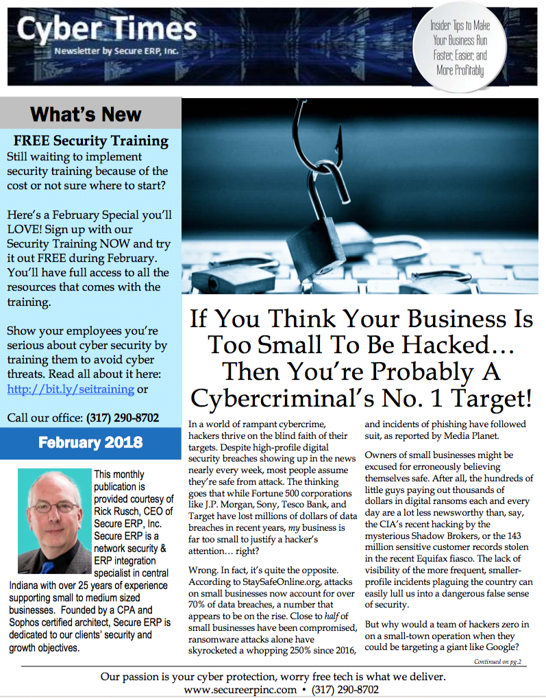 February 2018 Secure ERP Newsletter