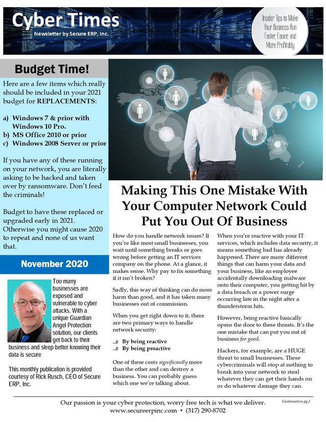 November 2020 Secure ERP Newsletter